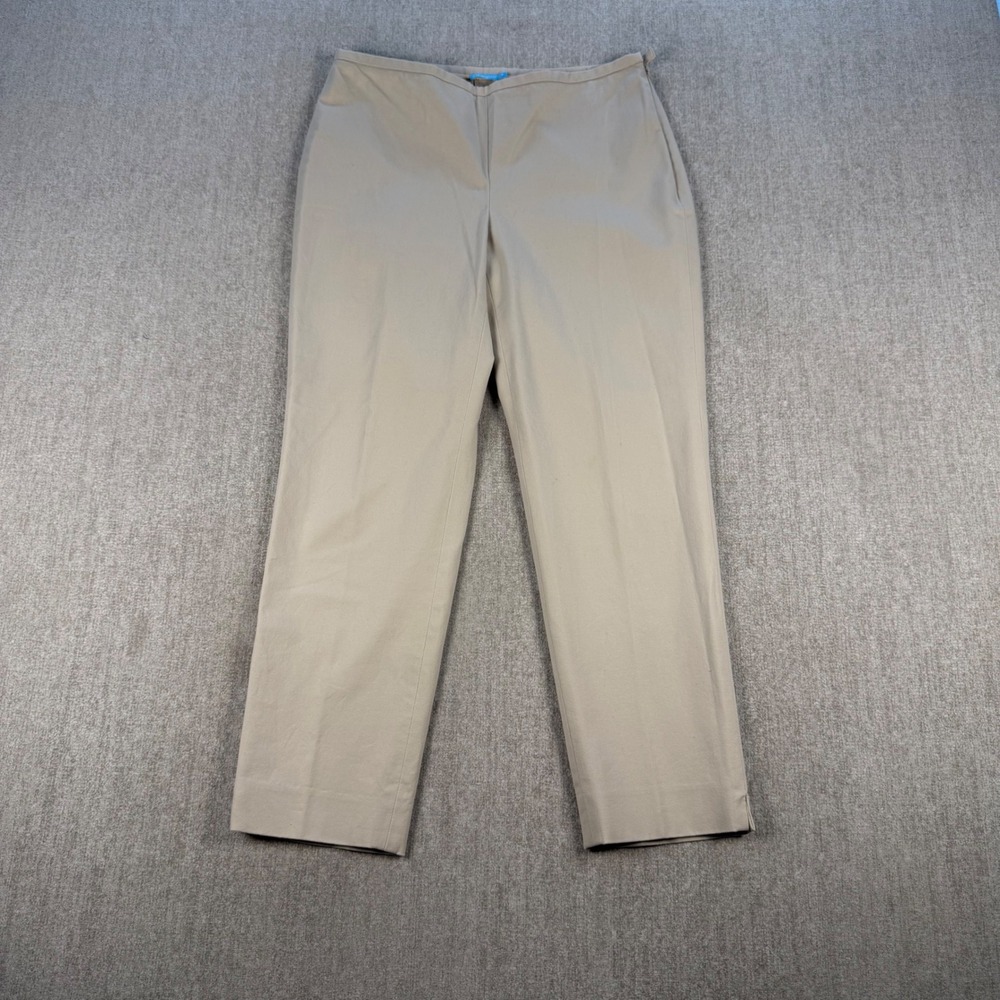 J.McLaughlin Straight Leg Pants Womens 4 Beige Khaki Cotton Blend Side Zip Slit